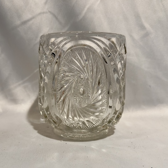 Vintage Pressed Glass Ice Bucket Barware Pinwheel Star Pattern Planter